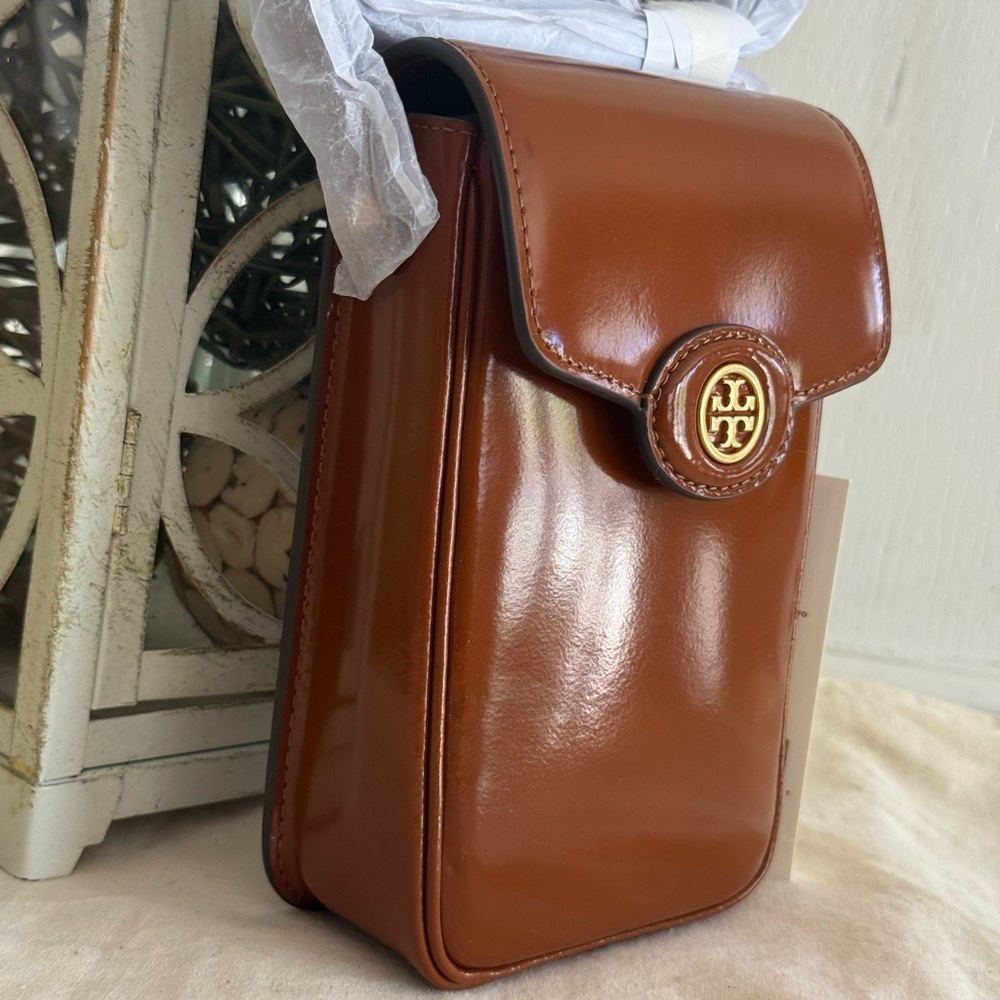 NEW Tory Burch Robinson Spazzolato Phone Crossbody - Leather